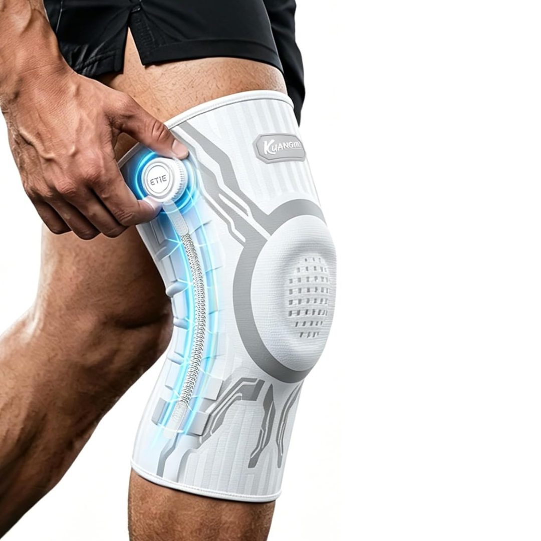 Compression Knee Brace with Stabilizers and Adjustable Fit